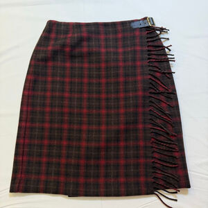 Eddie Bauer | Y2K Wool Blend Plaid Fringe Wrap Skirt | Heritage Cabin Mini| 6
